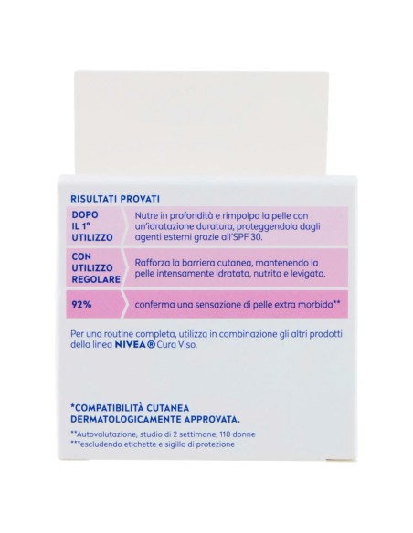 Nivea Crema Viso 50ml - Nutriente Pelli Secche + Acido Ialuronico - Spf 30